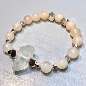 Pink Aventurine, Rose Gold, & Quartz Bracelet